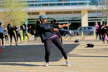 people dancing outside