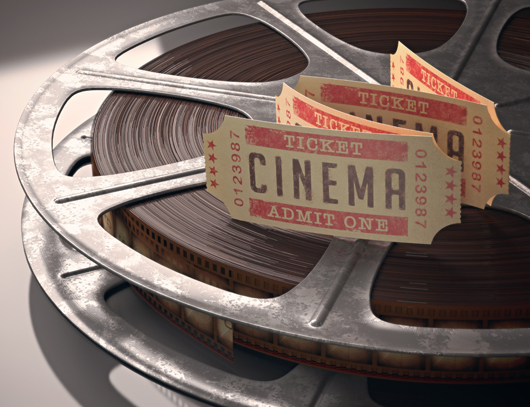 film reel and ticket stubs