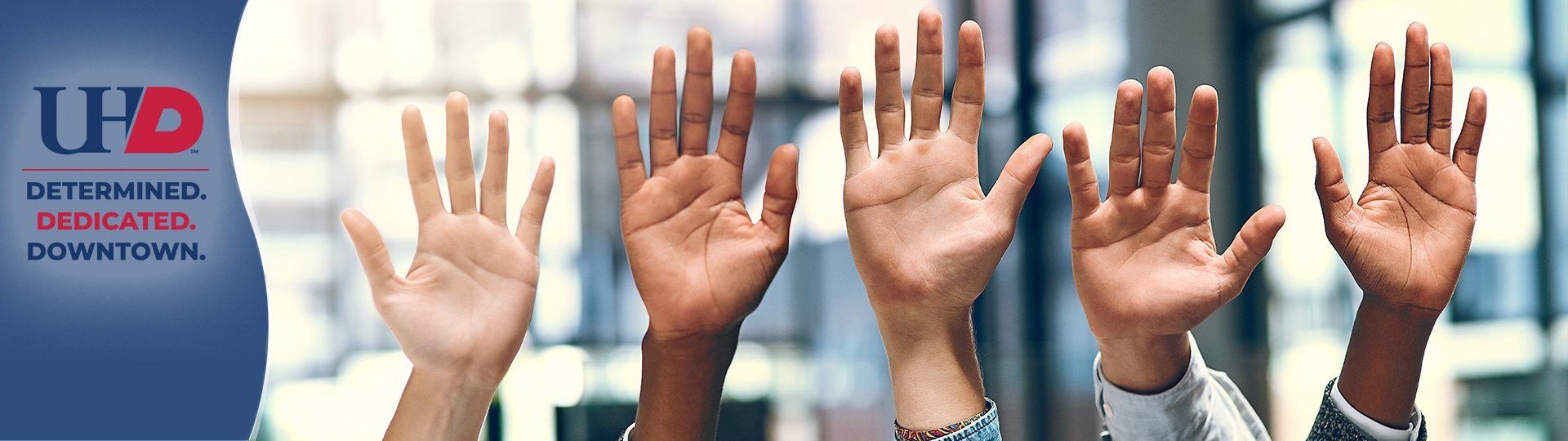 Group of hands raised