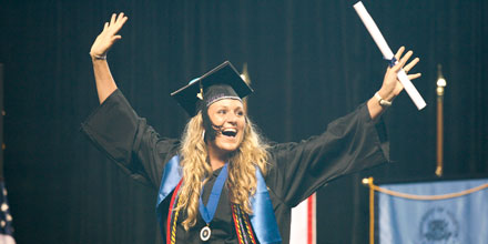 Graduate at commencement