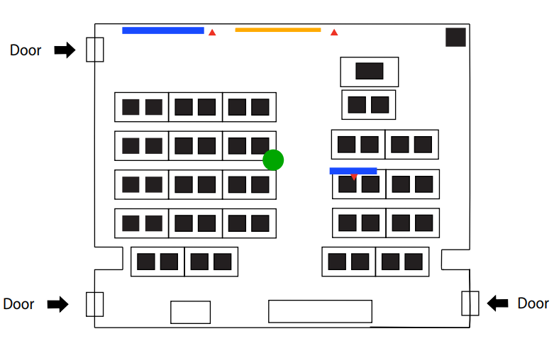 Floorplan diagram indicating where the features are located, for additional assistance contact Multimedia.