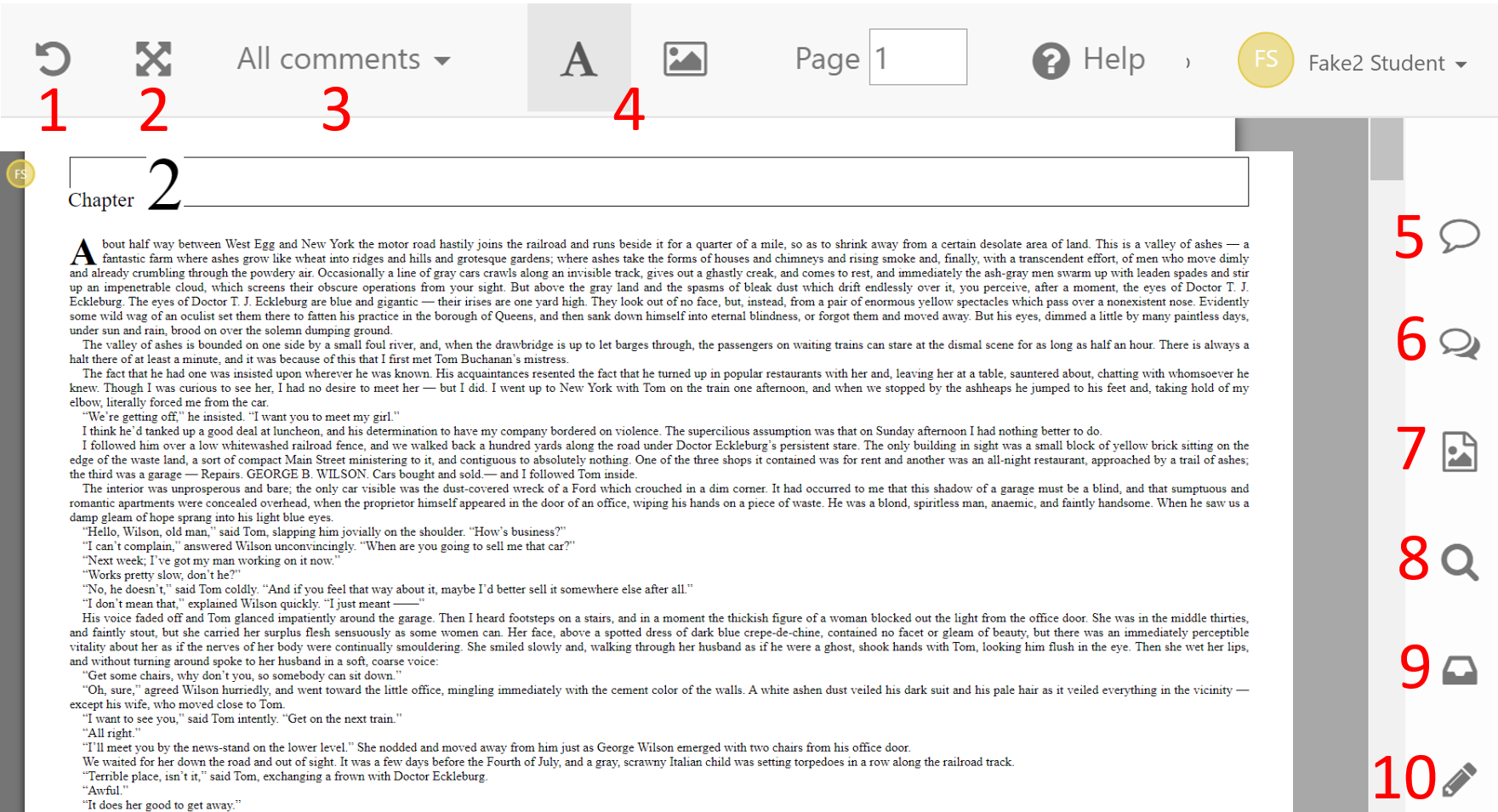 Returns you to the last point that you were reading. Zoom in/out or change the fit of the page. Chose what to display on the pag