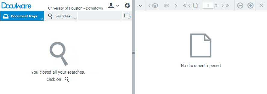 a screenshot of the main docuware screen