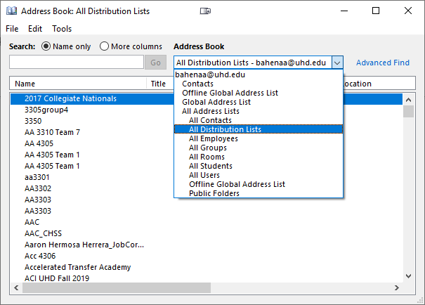 Address Book Distribution List