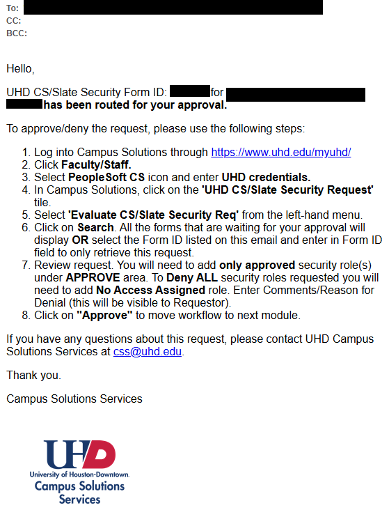 Modules Approval Notification email screen capture