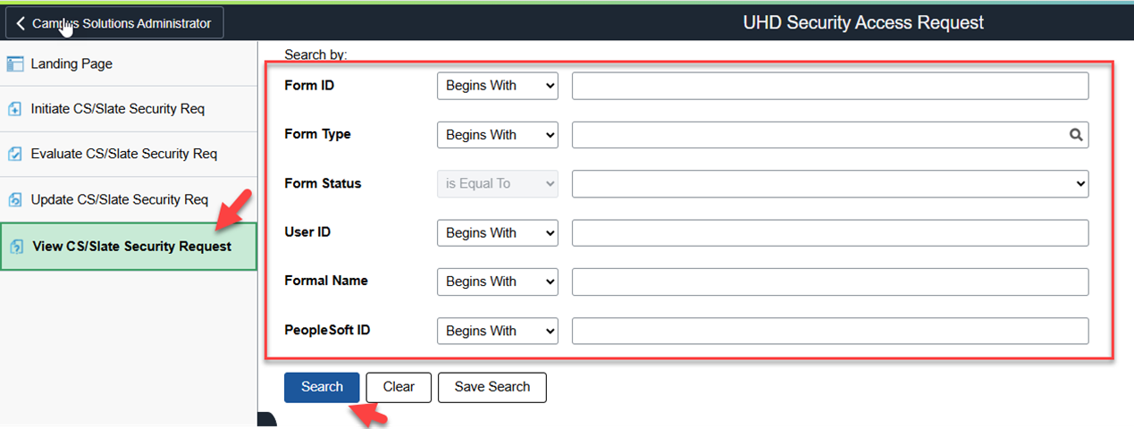 Search for forms awaiting approval - screen capture
