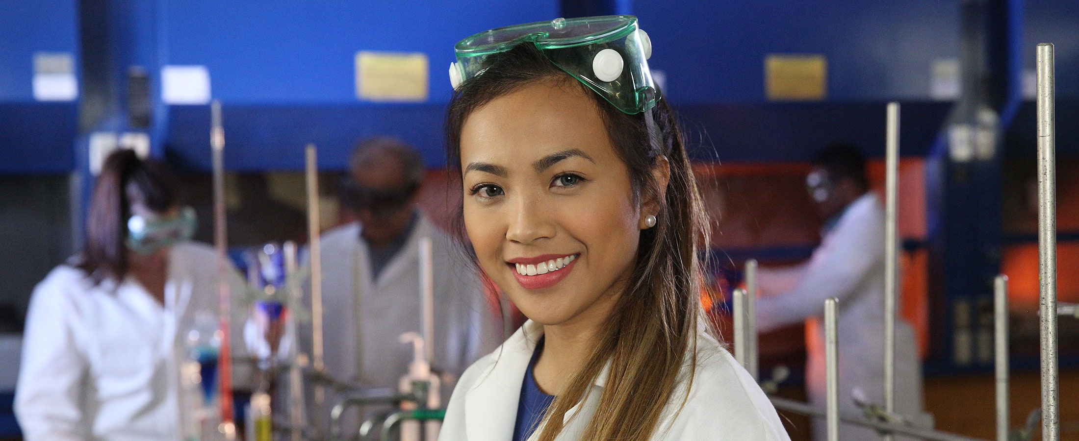 Female student in a lab coat