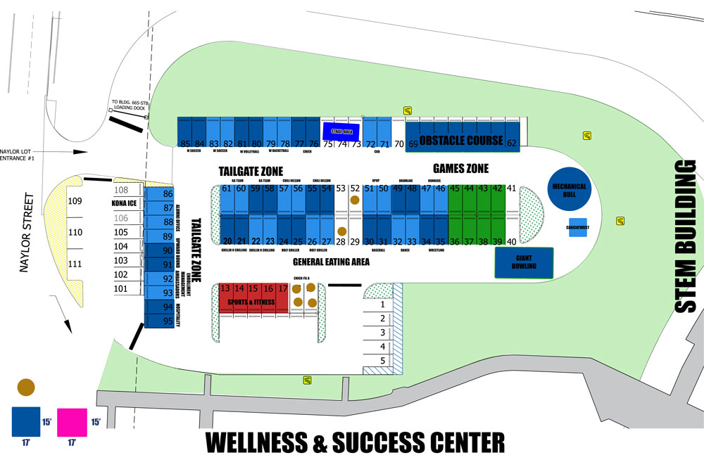 map of tailgatoring parking spaces