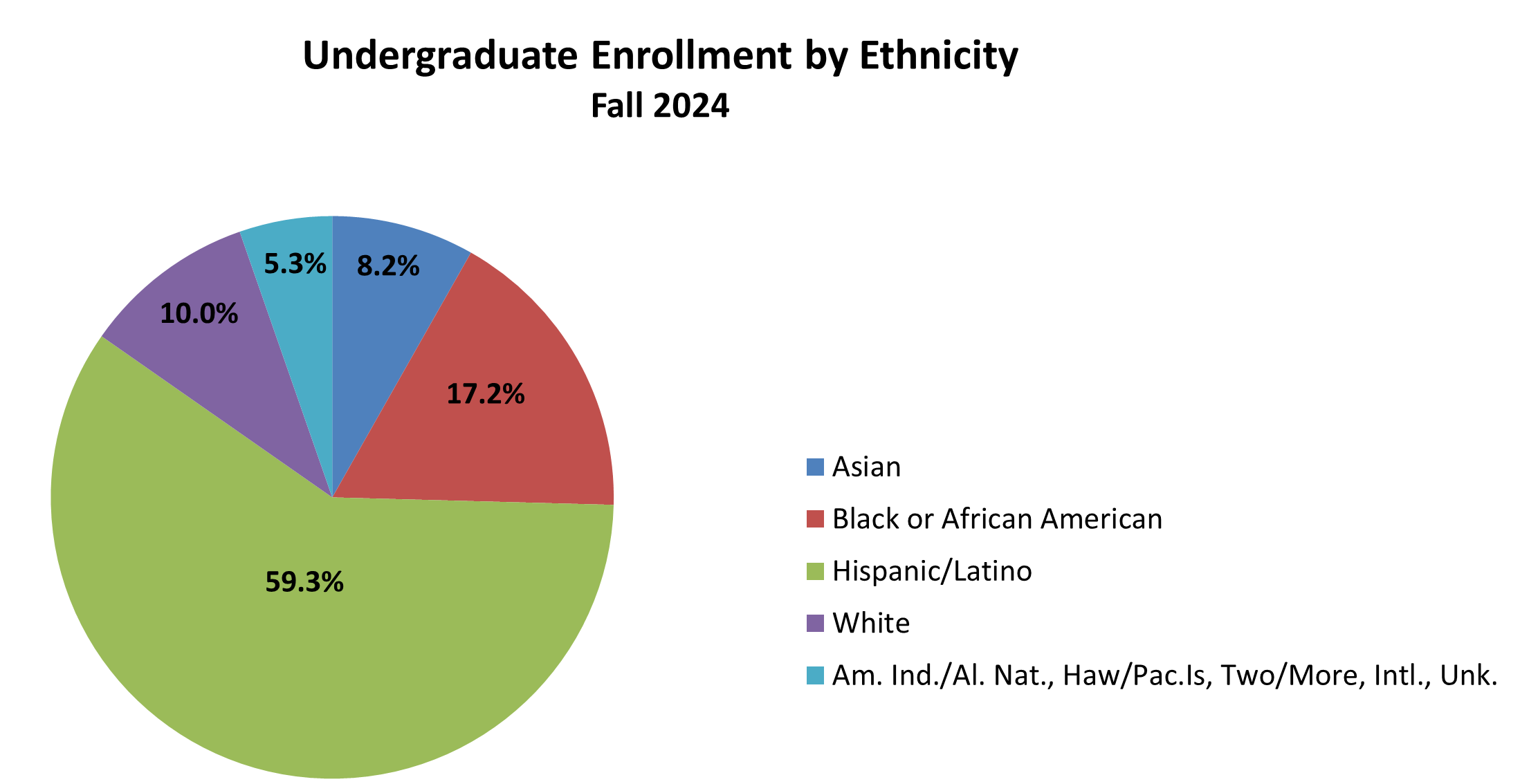 Undergraduate by ethnicity pie chart